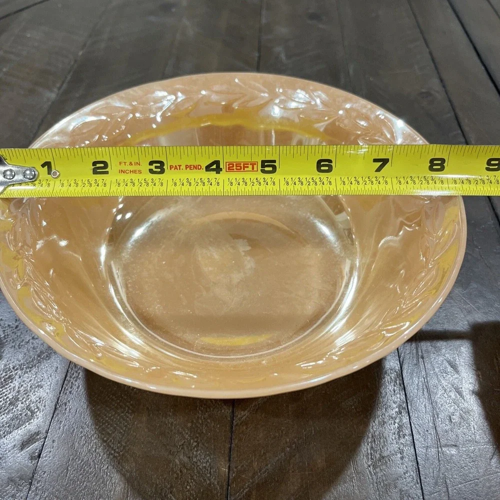 Fire‎ King Peach Luster Ware Laurel Leaf Serving Bowl 8